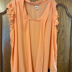 Orange Ruffled Sleeve Blouse